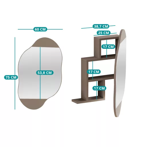 Kopalniška omarica z ogledalom, svetla moka