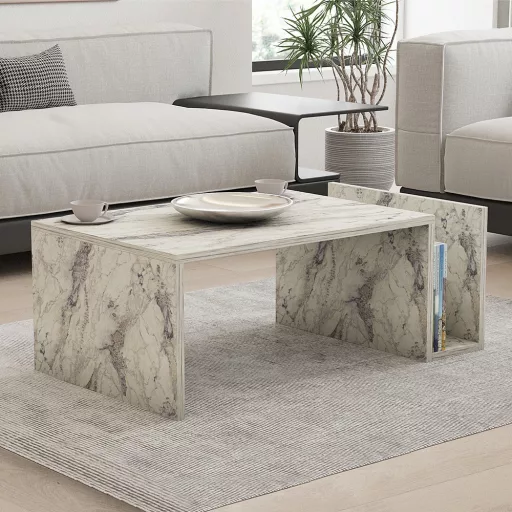 Kavna miza z marmorjem 86,8x32,4x50cm