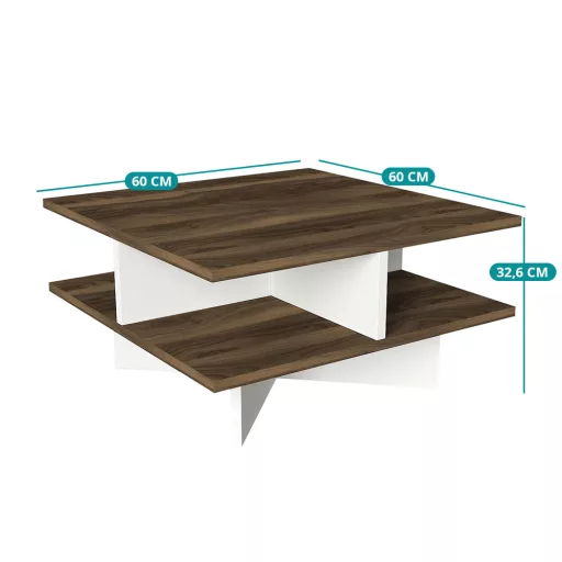 Kavna miza 60x31.2x60cm, Oreh-Bela