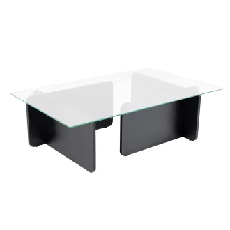 Kavna miza s kaljenim steklom 105x30x65cm, črna