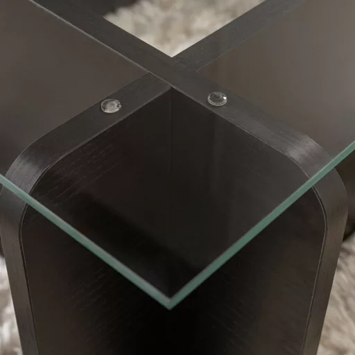Kavna miza s kaljenim steklom 105x30x65cm, črna