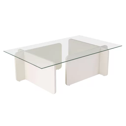Kavna miza s kaljenim steklom 105x30x65cm, bela