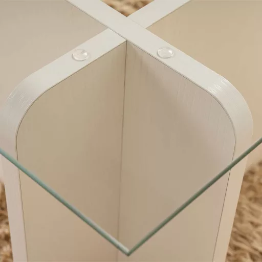 Kavna miza s kaljenim steklom 105x30x65cm, bela