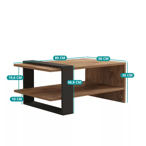 Kavna miza 80x35x55cm, Oreh-Antracit