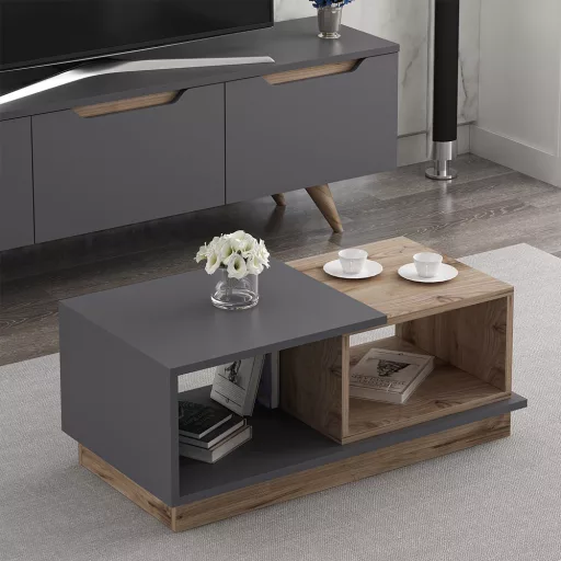 Kavna miza 90x36x45cm, antracit-hrast