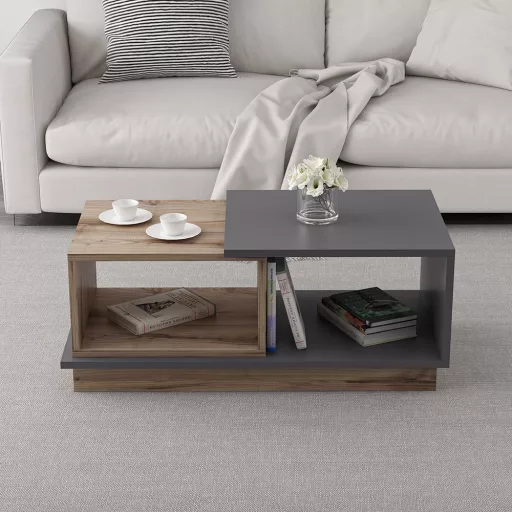 Kavna miza 90x36x45cm, antracit-hrast