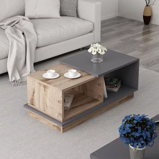 Kavna miza 90x36x45cm, antracit-hrast