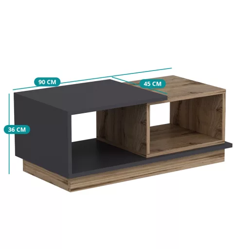 Kavna miza 90x36x45cm, antracit-hrast