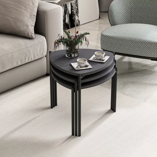 3-delni set kavnih miz, antracit