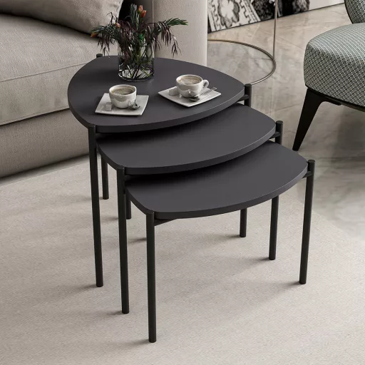 3-delni set kavnih miz, antracit