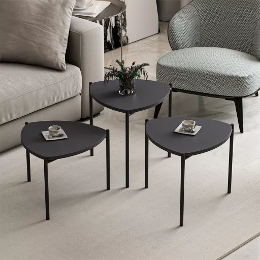 3-delni set kavnih miz, antracit