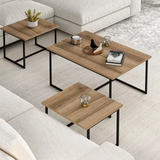 3-delni set kavnih miz, oreh