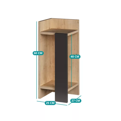 Levi nočni omarica 60x25x27cm antracit-hrast