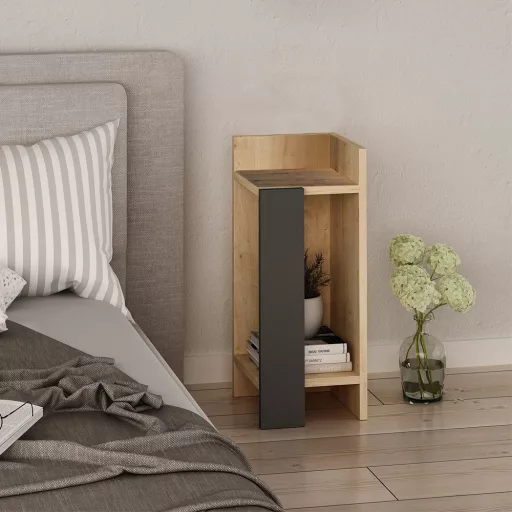 Nočna omarica desna 60x25x27cm antracit-hrast