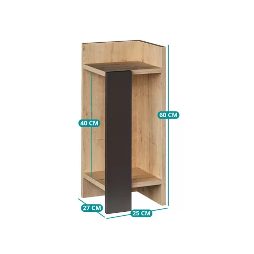Nočna omarica desna 60x25x27cm antracit-hrast