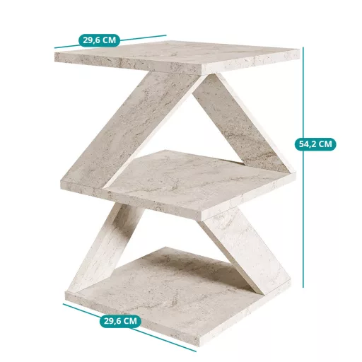 Dekorativna Stranska Miza, 54.2x29.6x29.6cm, Marmornat Učinek