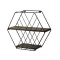Hexagonal Metal Shelf 44x40x15cm, Črna-Oreh