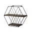 Hexagonal Metal Shelf 44x40x15cm, Črna-Oreh