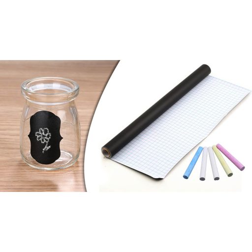 Samolepilna tabla za kredo s 5 barvnimi kredami - Kreativna rešitev