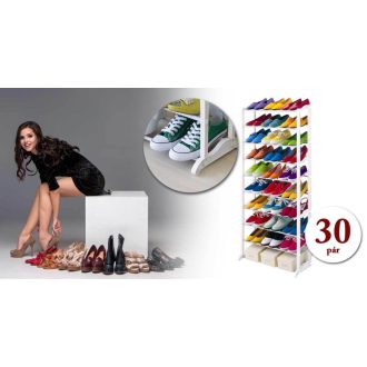   10-nivojski regal za čevlje - bela, drži do 30 parov, zasnova, ki prihrani prostor