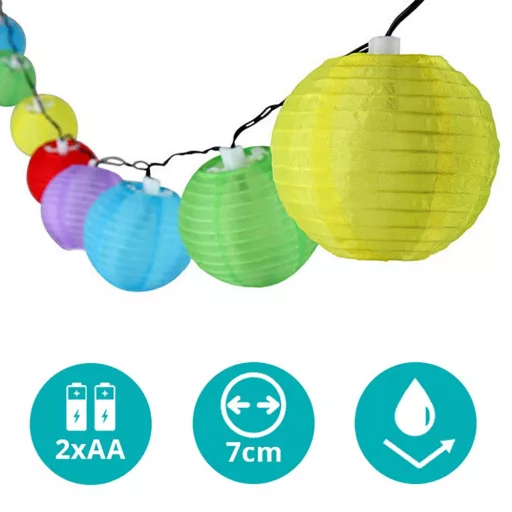10-LED Akumulatorske Barvite Luči za Zabave, 2.1m