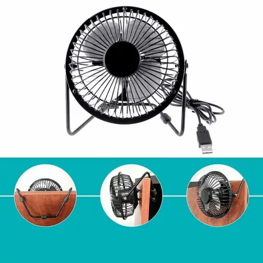 USB namizni ventilator z nastavljivim kotom za prenosne računalnike in osebne računalnike