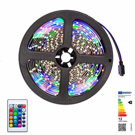 5m Programabilna RGB LED trakasta luč - Vodoodporna, Daljinsko upravljanje, Nastavljiva svetlost
