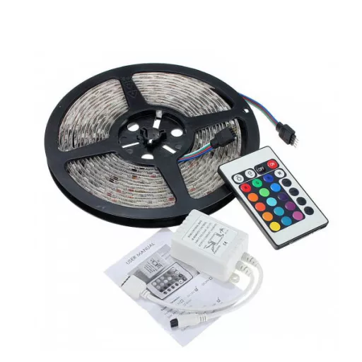 5m Programabilna RGB LED trakasta luč - Vodoodporna, Daljinsko upravljanje, Nastavljiva svetlost