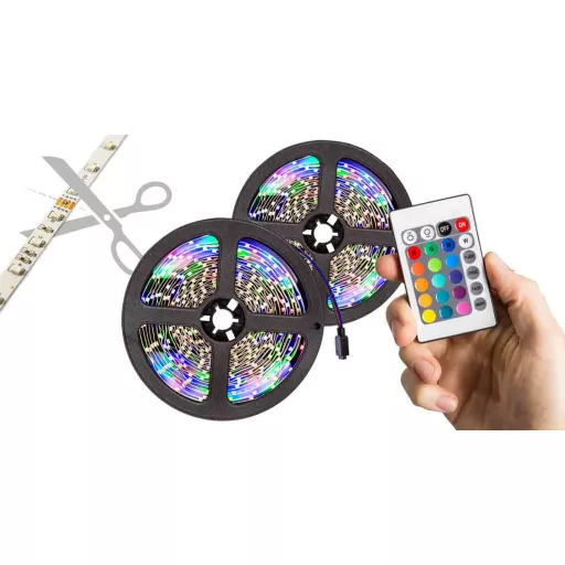 5m Programabilna RGB LED trakasta luč - Vodoodporna, Daljinsko upravljanje, Nastavljiva svetlost