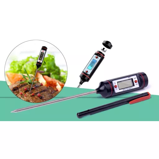 Digitalni kuhinjski mesni termometer - meri od -50 do +300 °C, preklop °C/°F, idealen za meso, otroško hrano in omake