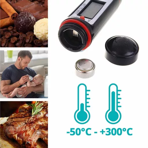Digitalni kuhinjski mesni termometer - meri od -50 do +300 °C, preklop °C/°F, idealen za meso, otroško hrano in omake