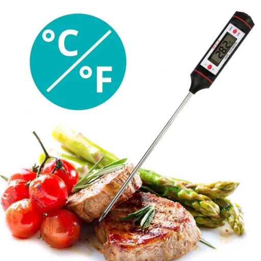 Digitalni kuhinjski mesni termometer - meri od -50 do +300 °C, preklop °C/°F, idealen za meso, otroško hrano in omake