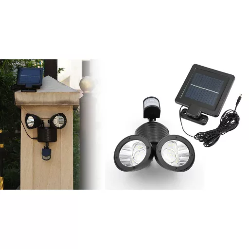 Sončna LED luč z dvojno senzorjem gibanja - 22 LED, 150 Lumenov, Vodoodporna IP44