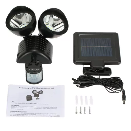 Sončna LED luč z dvojno senzorjem gibanja - 22 LED, 150 Lumenov, Vodoodporna IP44