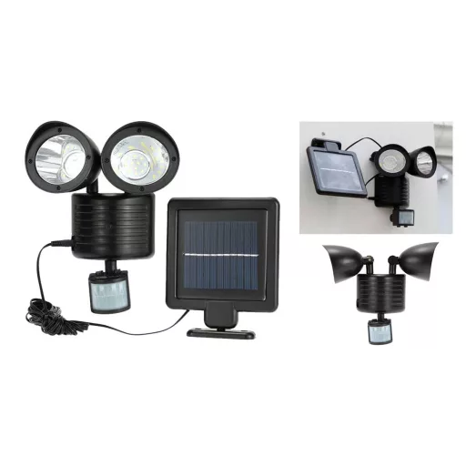 Sončna LED luč z dvojno senzorjem gibanja - 22 LED, 150 Lumenov, Vodoodporna IP44