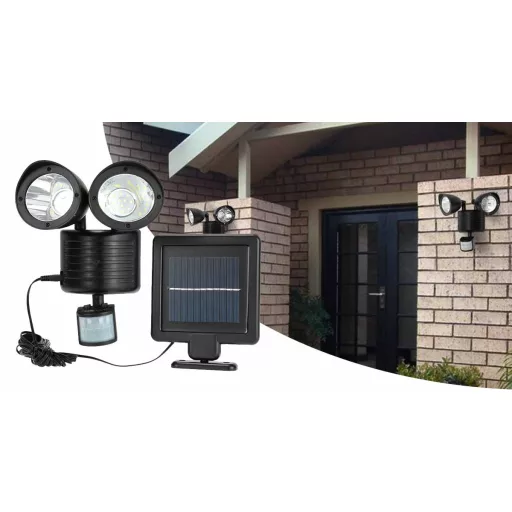 Sončna LED luč z dvojno senzorjem gibanja - 22 LED, 150 Lumenov, Vodoodporna IP44
