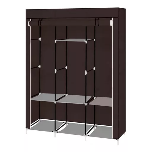 Prenosna omara z zadrgo - 130x45x170 cm, rjava