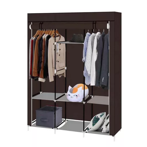 Prenosna omara z zadrgo - 130x45x170 cm, rjava