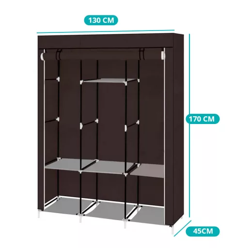 Prenosna omara z zadrgo - 130x45x170 cm, rjava