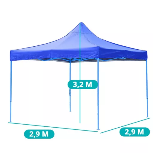 Zložljiv vrtni paviljon 2,9x2,9 m - modra, hitro postavitev, vremensko odporen