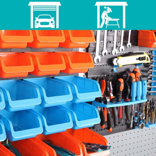 Stenski organizator orodja in vijakov - 43 delov, trajna plastična rešitev za shranjevanje