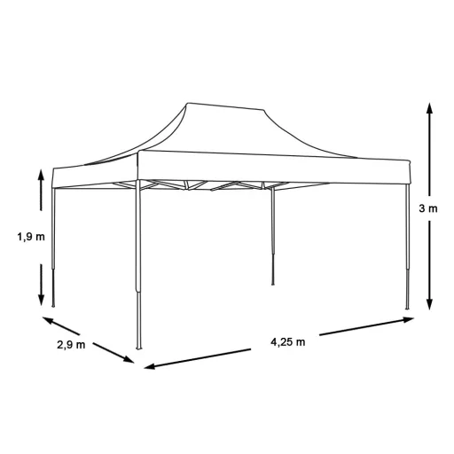 Zložljiv vrtni paviljon 2,9x4,25 m - bel, vremensko odporen, enostavna postavitev