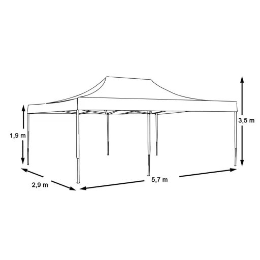 Zložljiv vrtni paviljon 2,9x5,7 m - modra, vremensko odporna z stabilnim kovinskim okvirjem