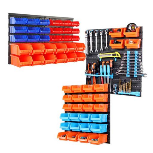 Stenski organizator orodja in vijakov s shranjevalnimi škatlami - Trajna in prostor varčna rešitev