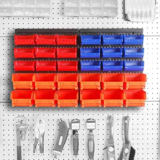 Stenski organizator orodja in vijakov s shranjevalnimi škatlami - Trajna in prostor varčna rešitev