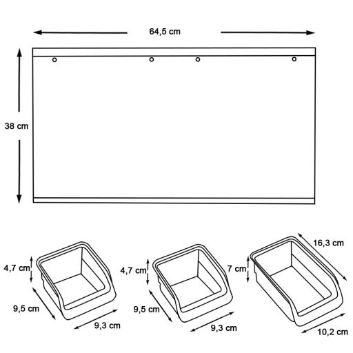 Stenski organizator orodja in vijakov s shranjevalnimi škatlami - Trajna in prostor varčna rešitev