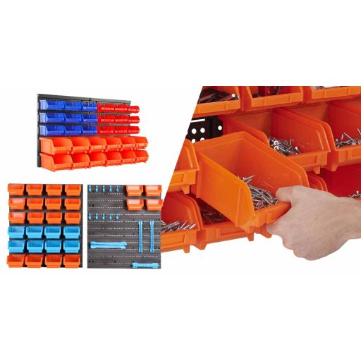 Stenski organizator orodja in vijakov s shranjevalnimi škatlami - Trajna in prostor varčna rešitev