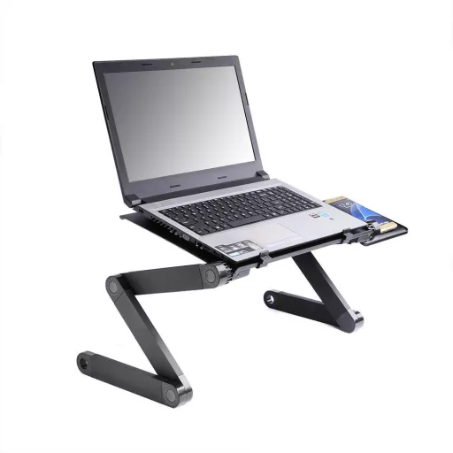 Nastavljiv stojalo za prenosni računalnik z odlagalno površino za miško - ergonomsko, prenosno, univerzalna zasnova