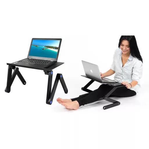 Nastavljiv stojalo za prenosni računalnik z odlagalno površino za miško - ergonomsko, prenosno, univerzalna zasnova