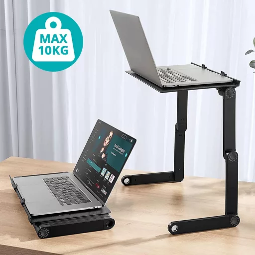 Nastavljiv stojalo za prenosni računalnik z odlagalno površino za miško - ergonomsko, prenosno, univerzalna zasnova